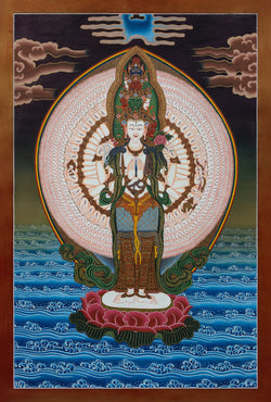 Avalokiteshvara Thangka - (16" * 24")