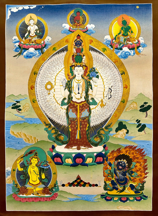 Avolokiteshwara Thangka - (17" * 24")