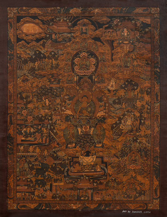 Hand Painted Life of Buddha Thangka