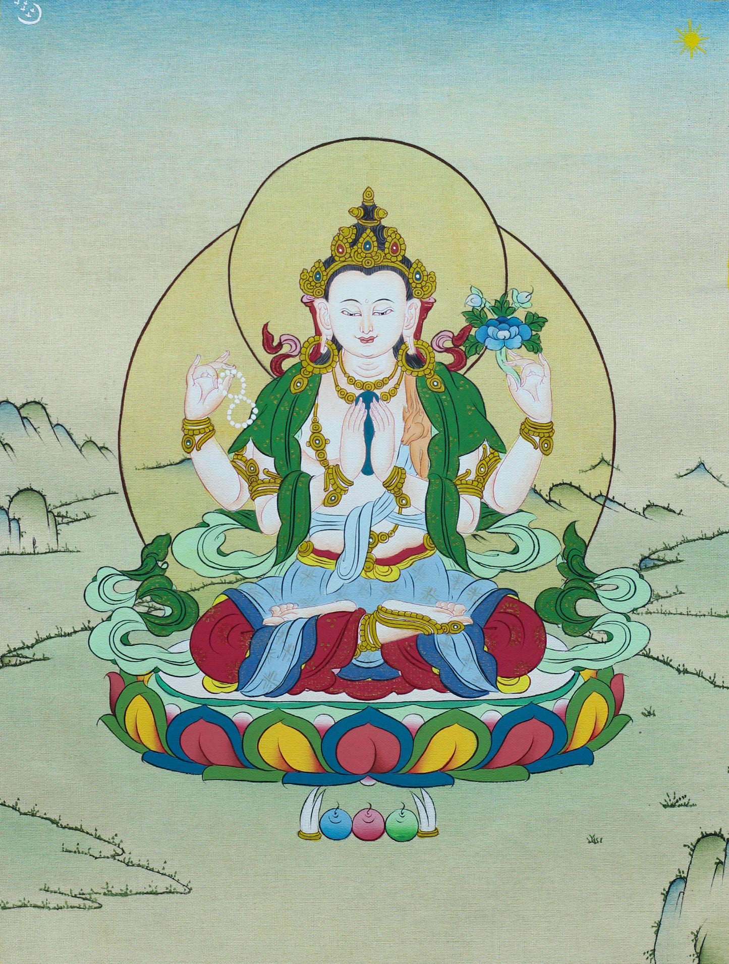 Chenrezig Thangka - (9" * 12")