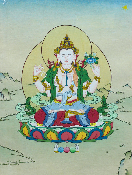 Chenrezig Thangka - (9" * 12")