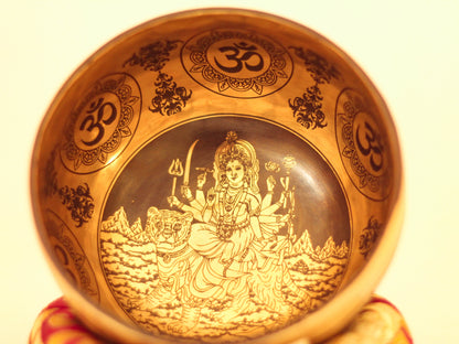 Durga Engraved Singing Bowl