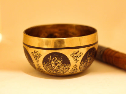 Durga Engraved Singing Bowl