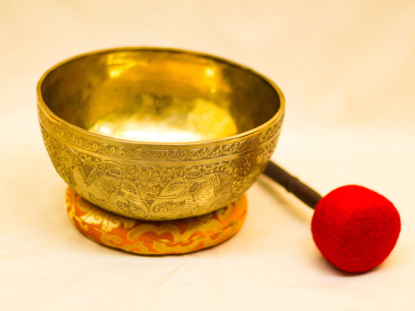 Elephant Carved Golden Singing Bowl