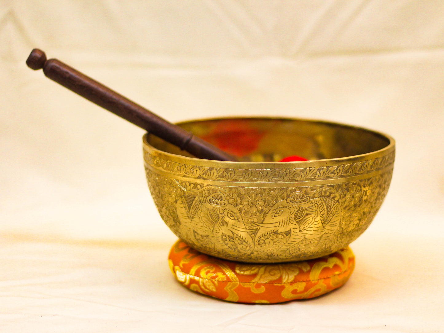 Elephant Carved Golden Singing Bowl