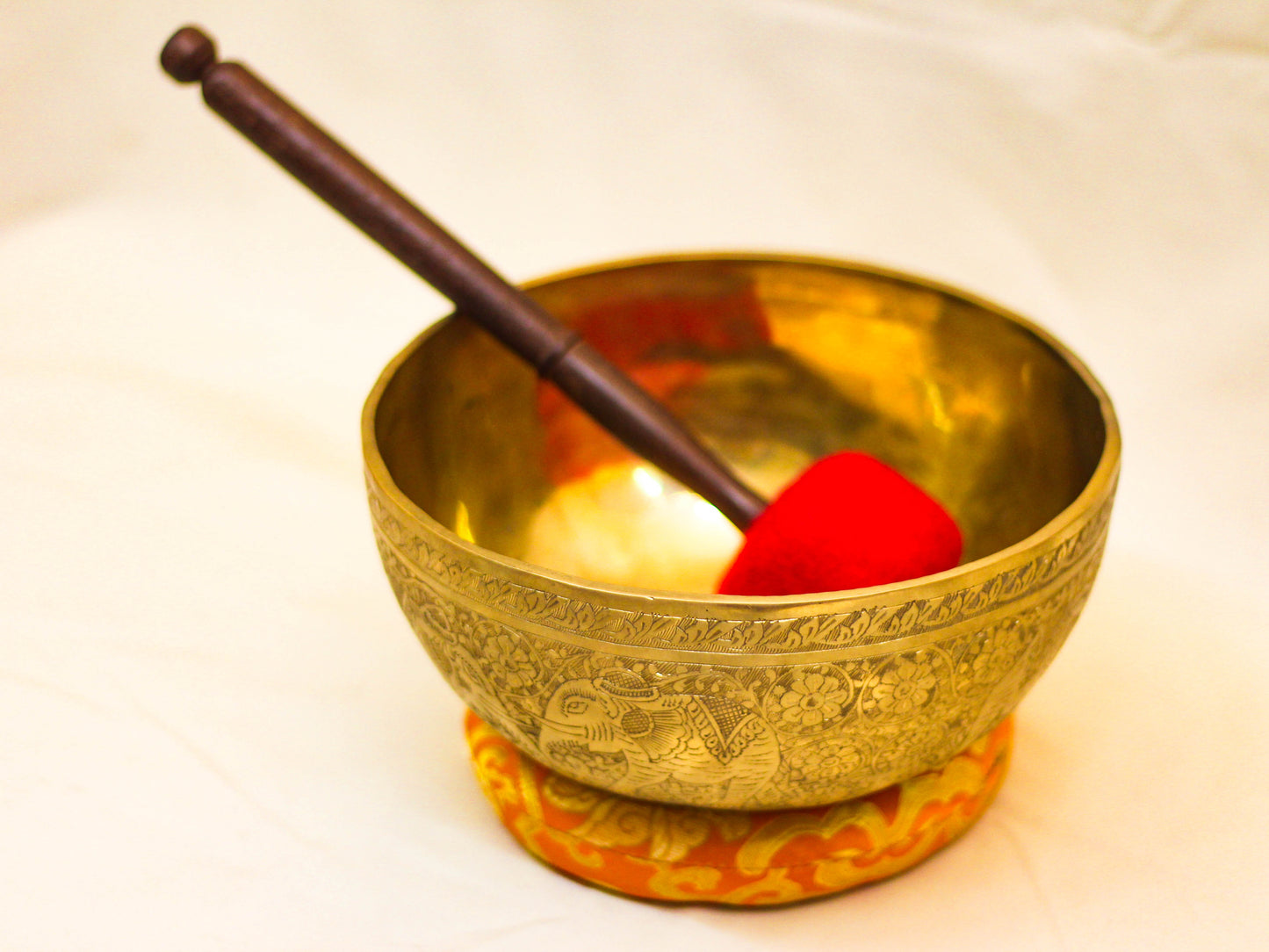 Elephant Carved Golden Singing Bowl