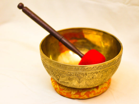 Elephant Carved Golden Singing Bowl