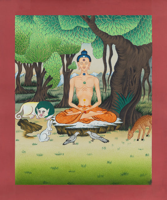 Hand Painted Fasting Buddha Thangka