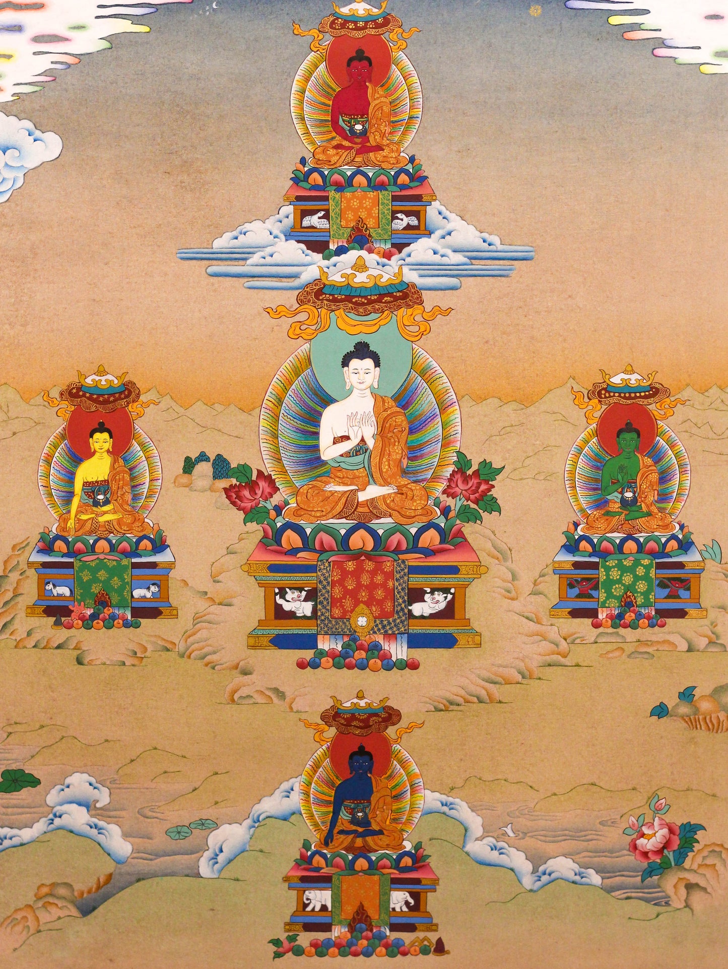 5 Dhyani Buddha Thangka