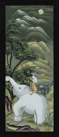 Four Harmonious Friends Thangka - (8" * 20")