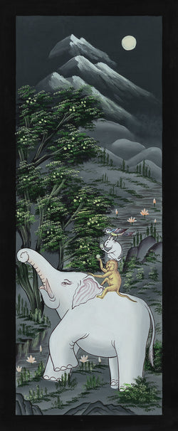 Four Harmonious Friends Thangka - (8" * 20")