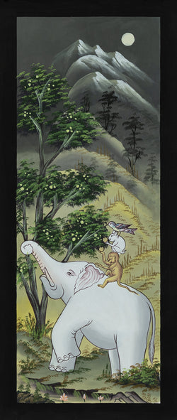 Four Harmonious Friends Thangka - (8" * 20")