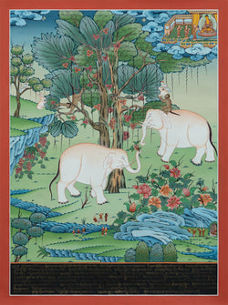 Four Harmonious Friends Thangka - (20" * 26")