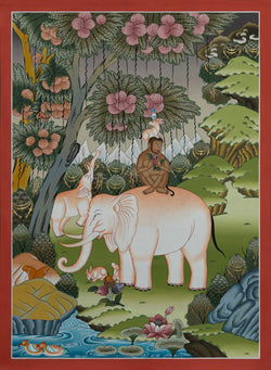 Four Harmonious Friends Thangka - (14" * 20")