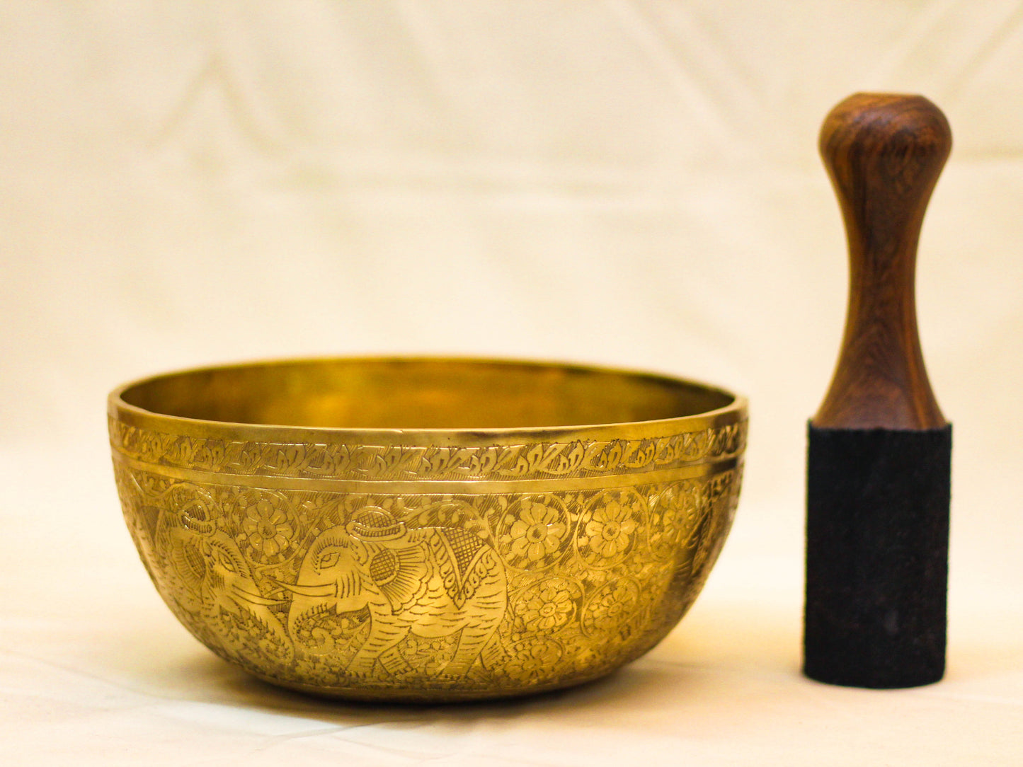 Elephant Carved Golden Singing Bowl