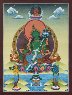 Green Tara Thangka - (17" * 22")