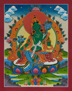 Green Tara Thangka - (15" * 19")