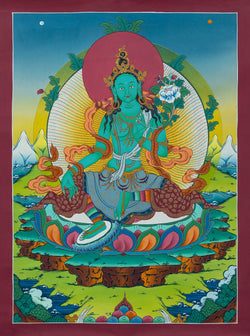 Green Tara Thangka - (16" * 22")