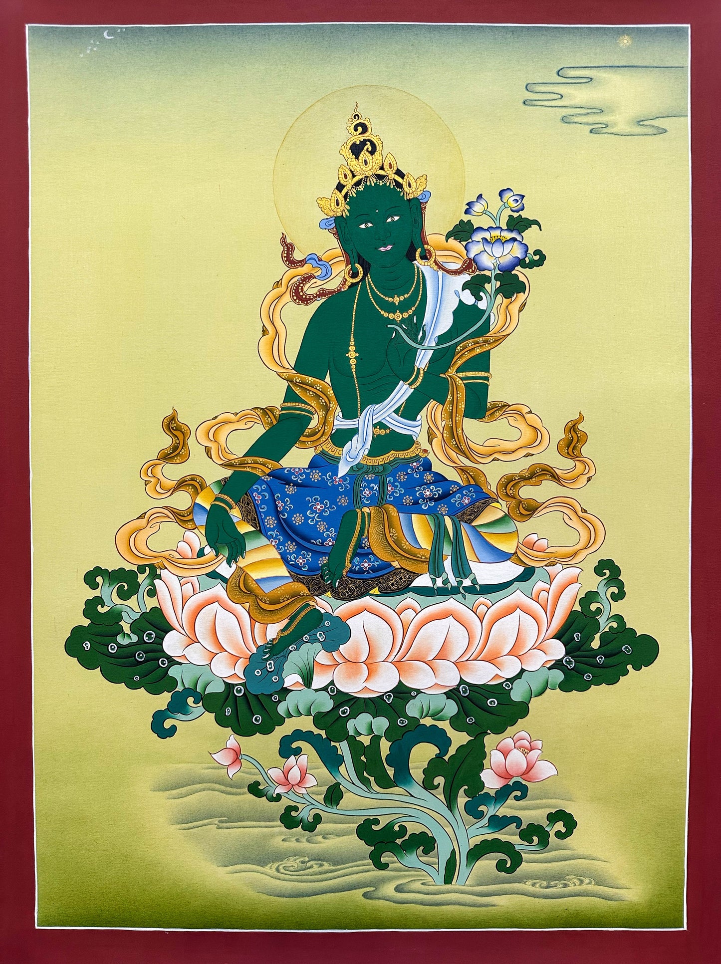 Green Tara Thangka - (16" * 22")