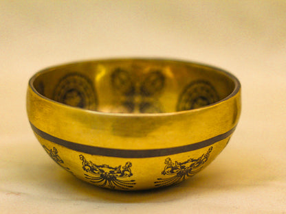 Green Tara Engraved Tibetan Singing Bowl (Very Small)