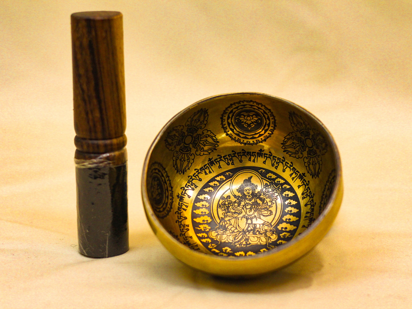 Green Tara Carved Singing Bowl (Small)