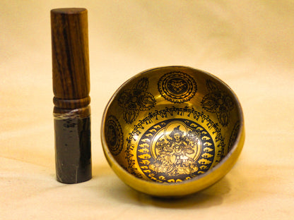 Green Tara Carved Singing Bowl (Small)