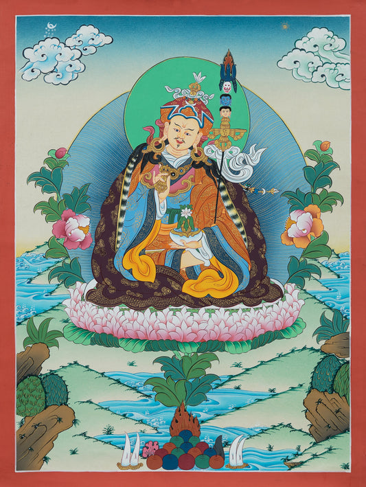 Hand Painted Guru Rinpoche Thangka Painting