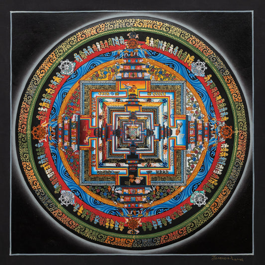 Kalachakra Mandala Thangka Painting in Black