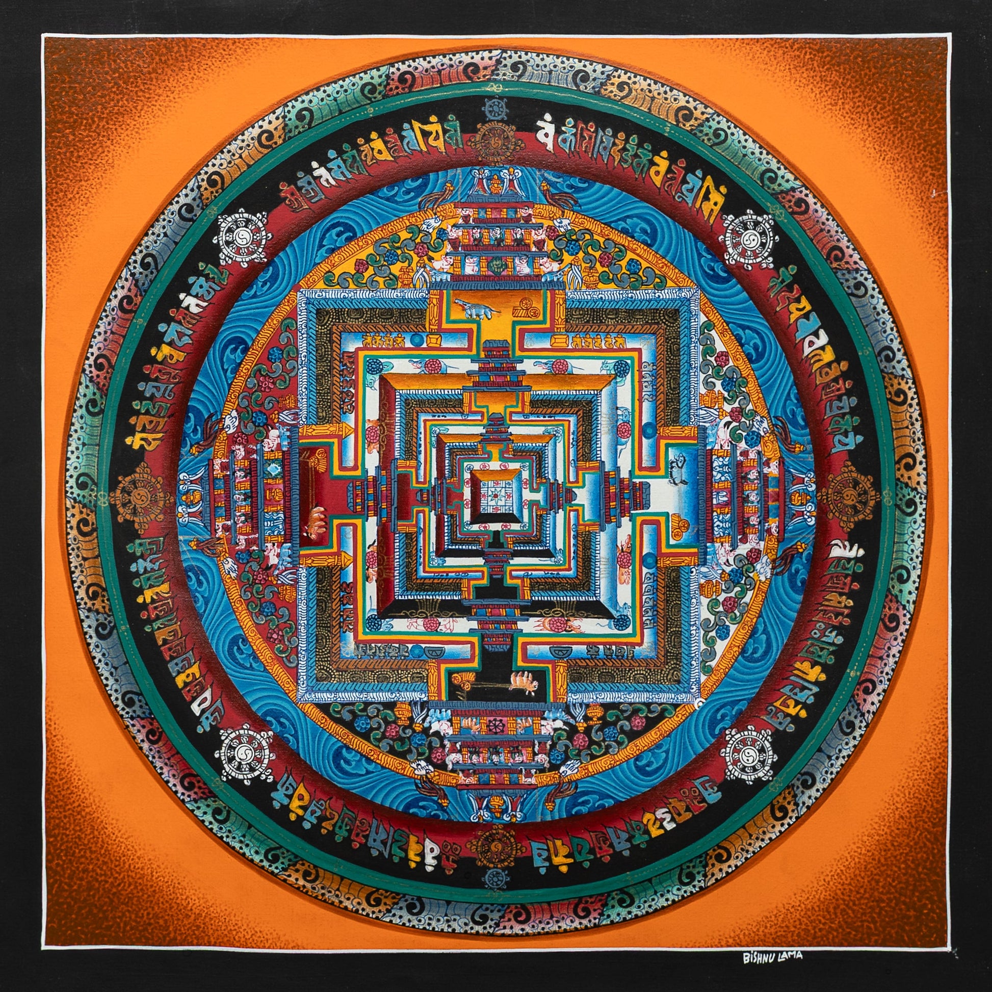 Kalachakra Mandala Thangka Painting in Brown