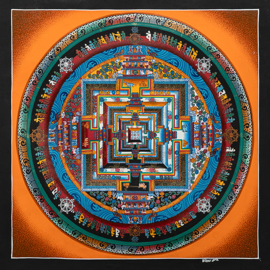 Kalachakra Mandala Thangka Painting in Brown