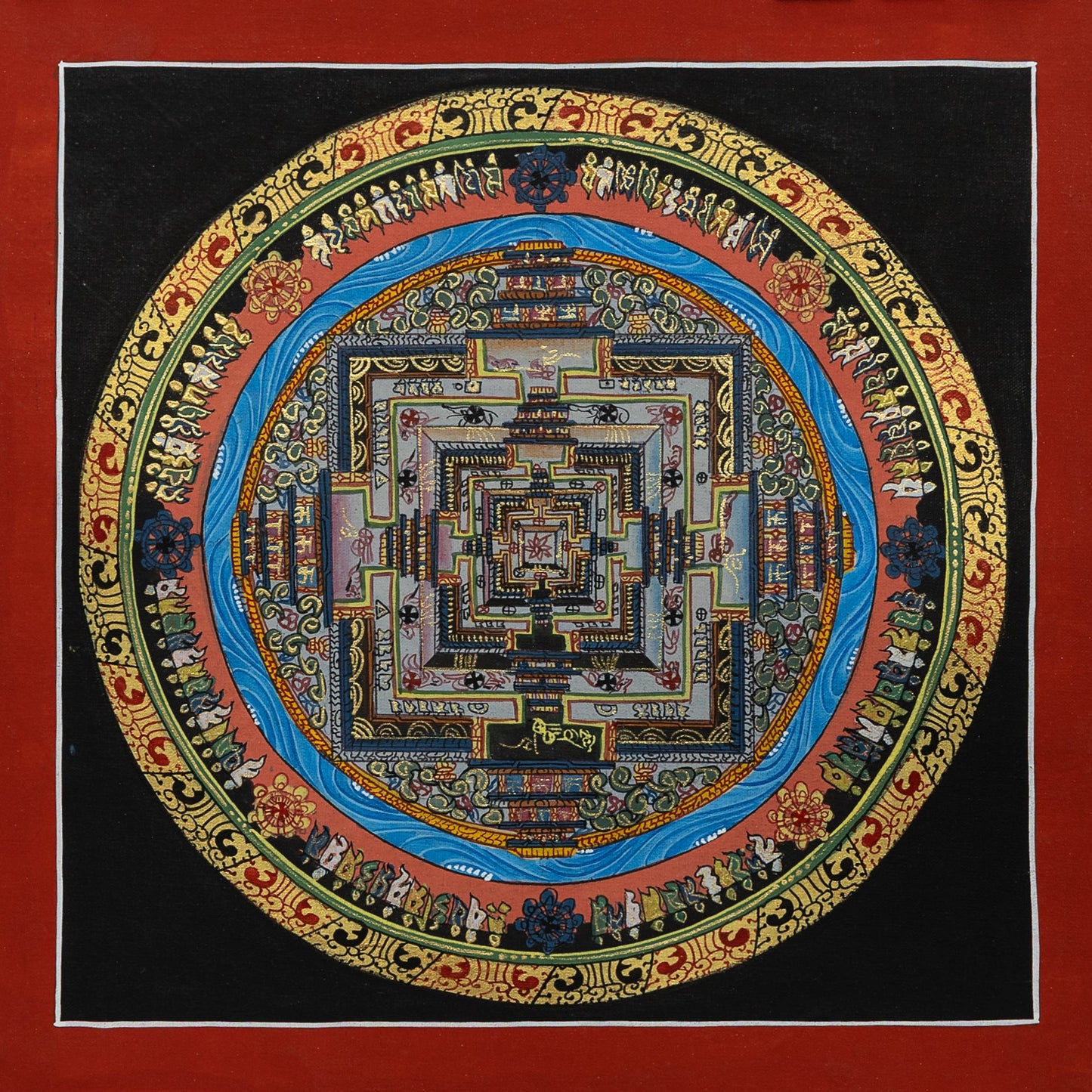 Kalachakra Mandala Thangka Painting in Black