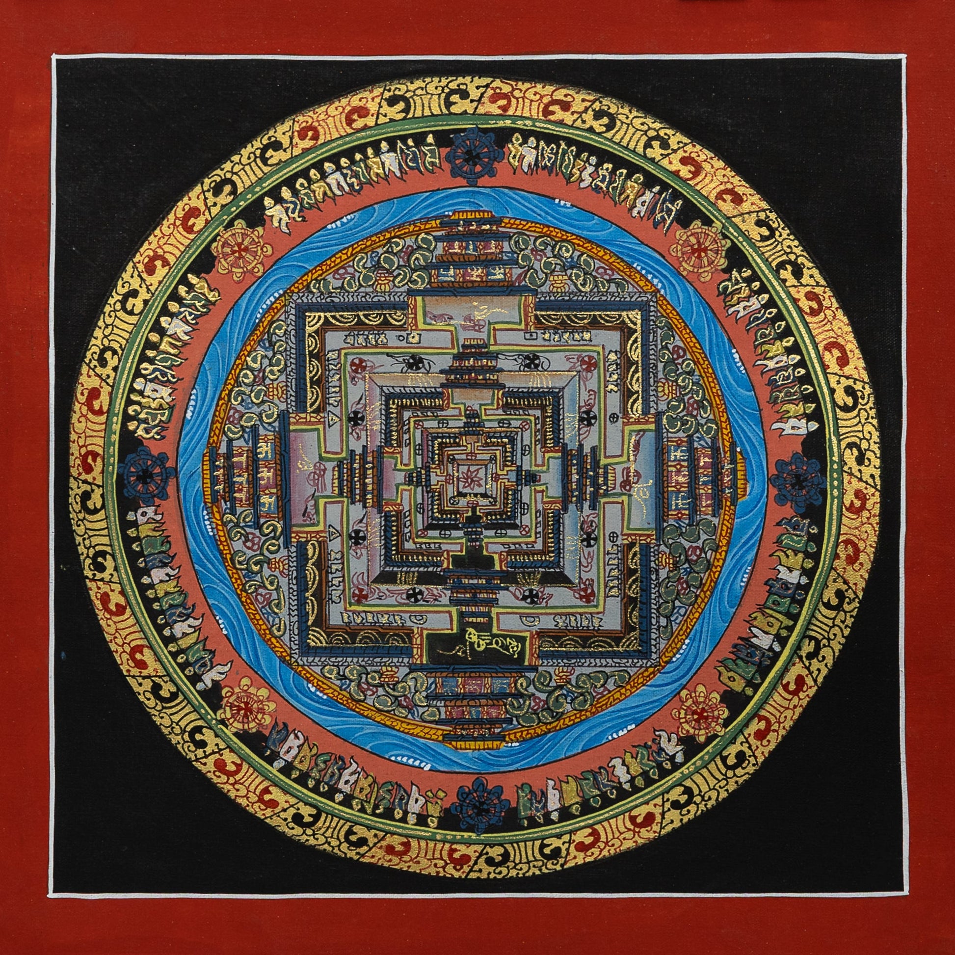 Kalachakra Mandala Thangka Painting in Black