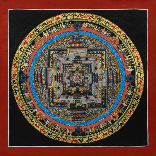 Kalachakra Mandala Thangka Painting in Black