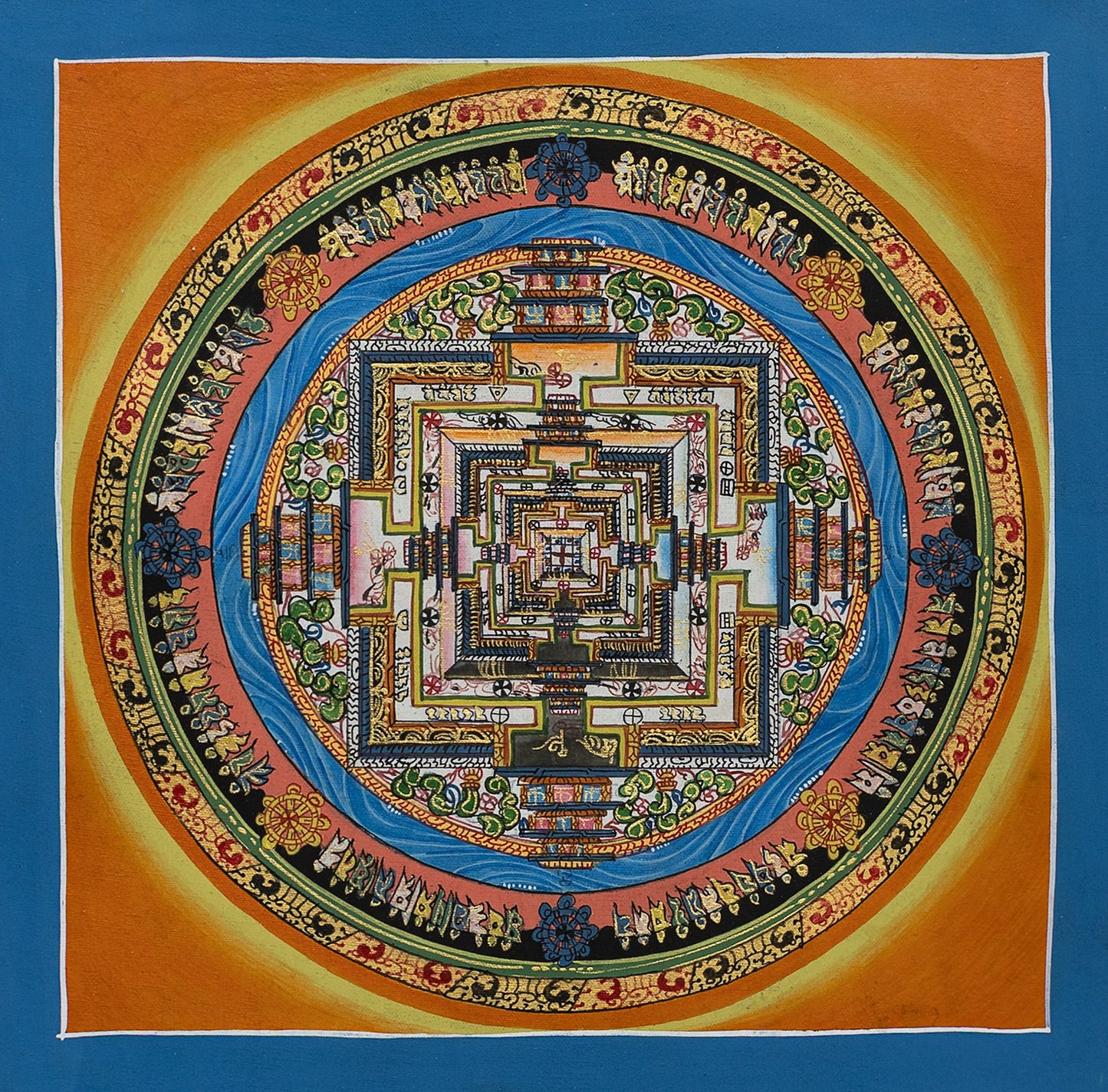 Kalachakra Mandala Thangka Painting in Brown