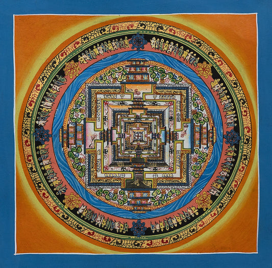 Kalachakra Mandala Thangka Painting in Brown