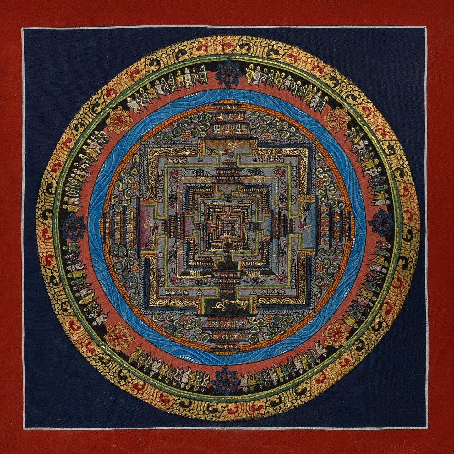 Kalachakra Mandala Thangka Painting in Black