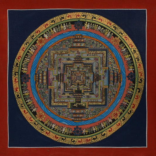 Kalachakra Mandala Thangka Painting in Black