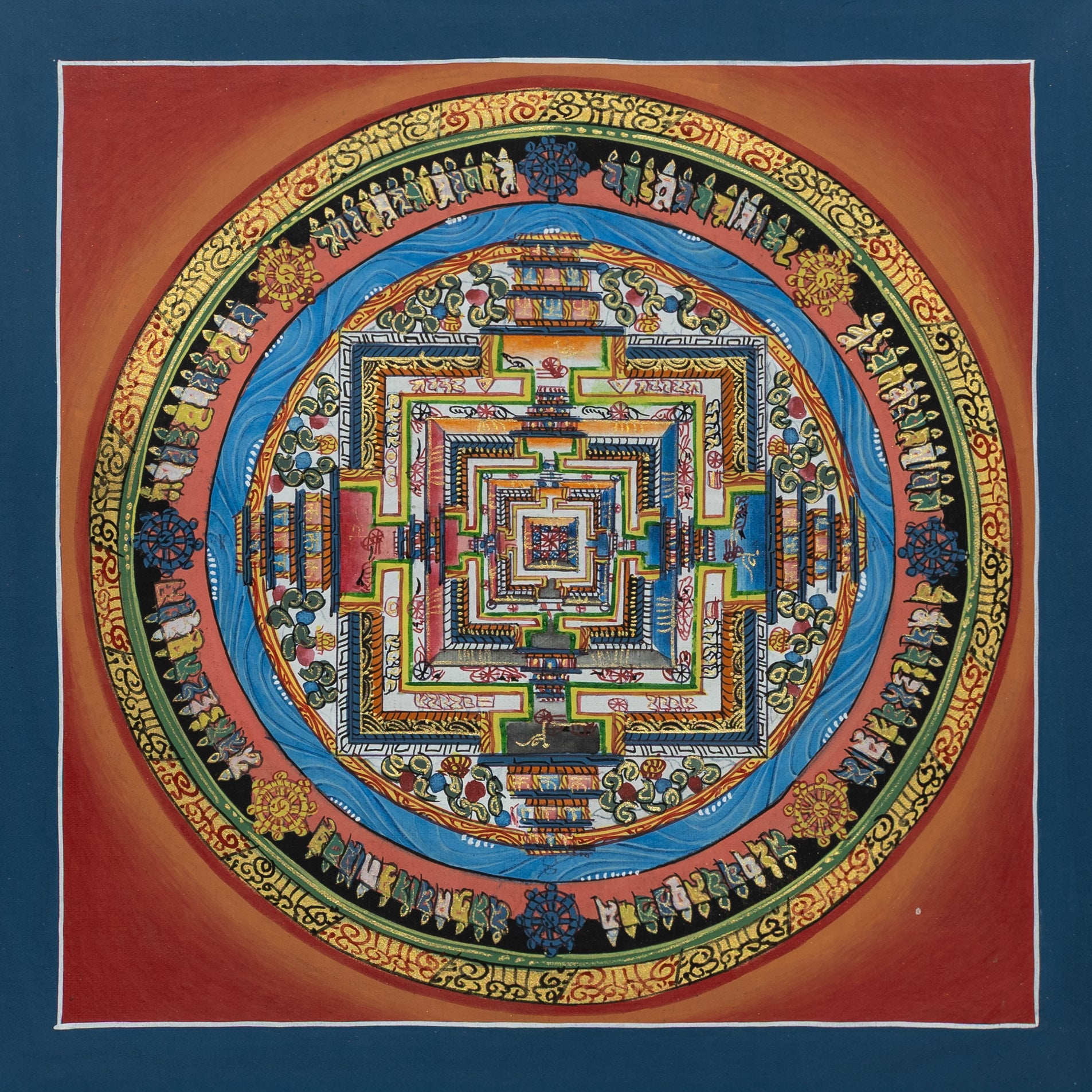 Kalachakra Mandala Thangka Painting in Brown