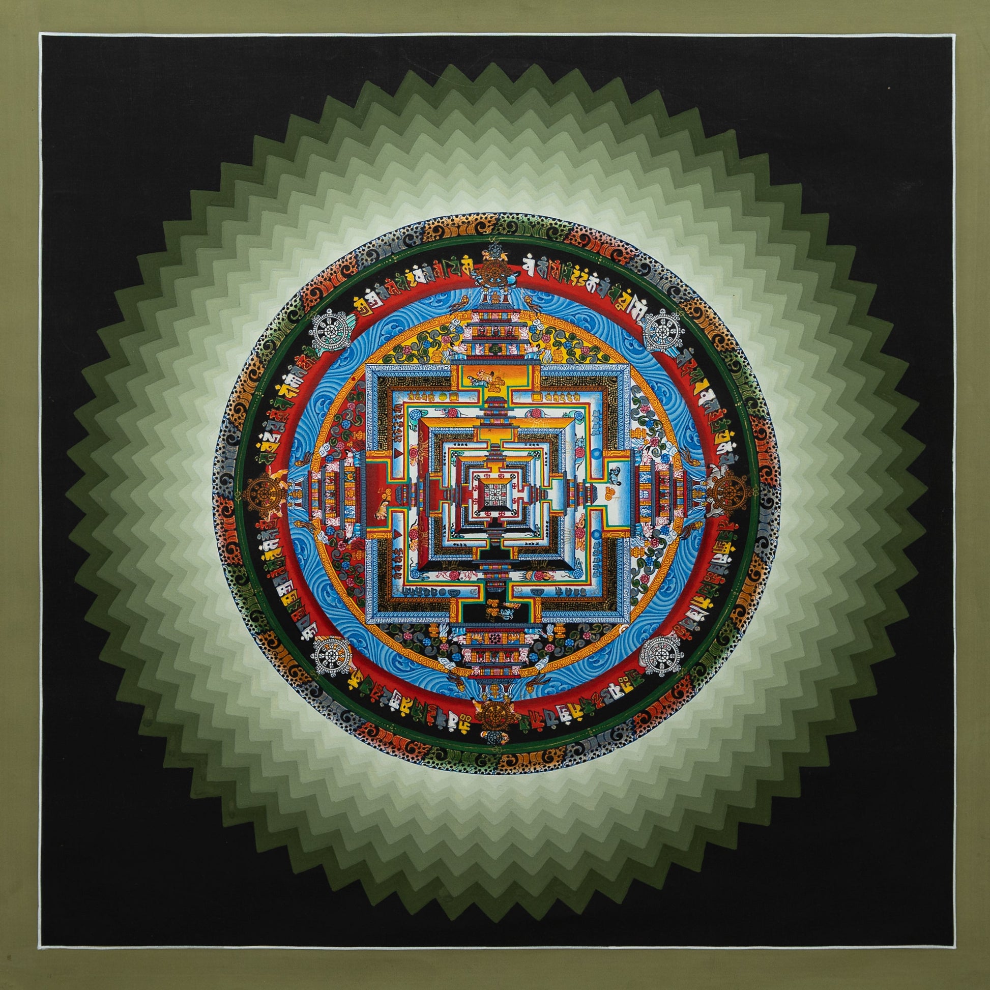 Kalachakra Mandala Thangka Painting in Black