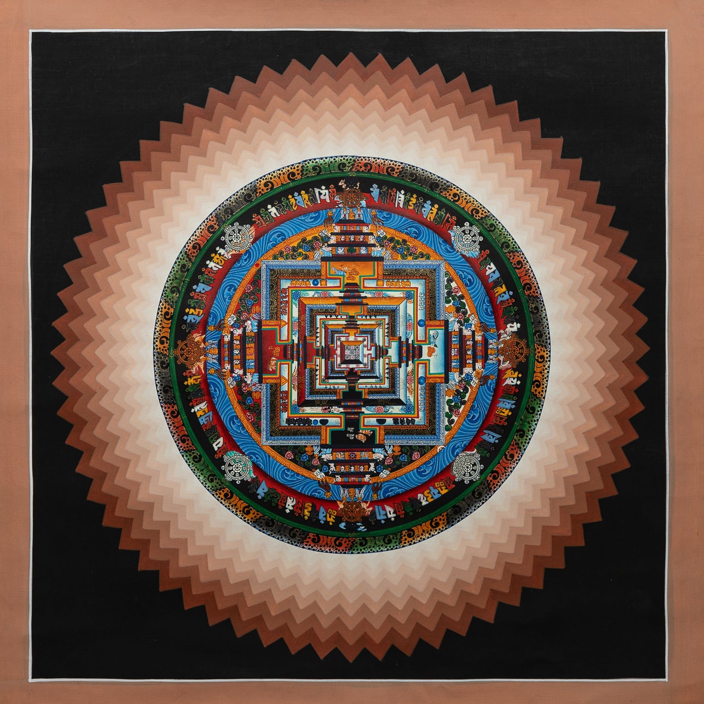 Kalachakra Mandala Thangka Painting in Black