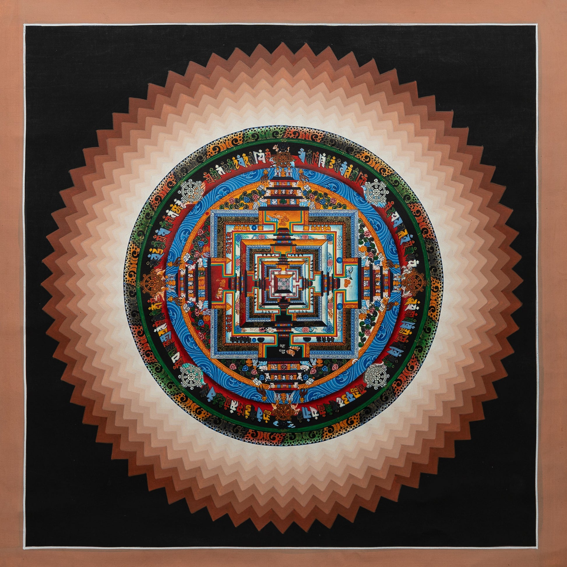 Kalachakra Mandala Thangka Painting in Black