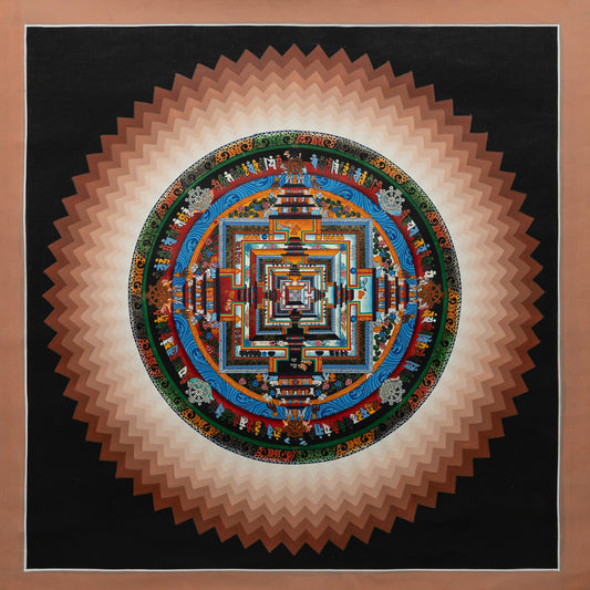 Kalachakra Mandala Thangka Painting in Black