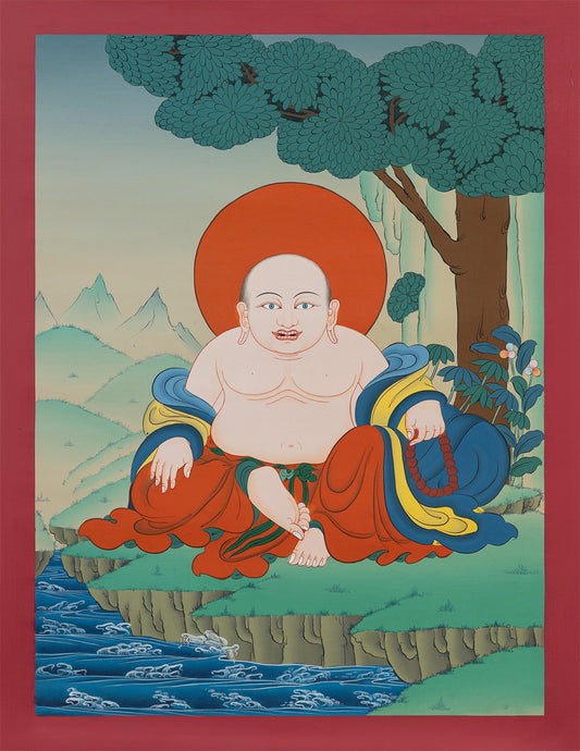 Hand Painted Laughing Buddha Thangka