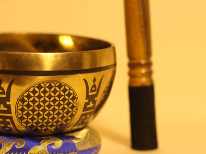 Lotus Engraved Tibetan Singing Bowl