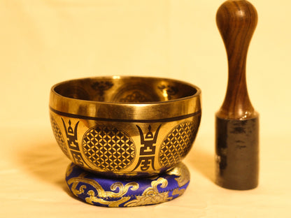 Lotus Engraved Tibetan Singing Bowl