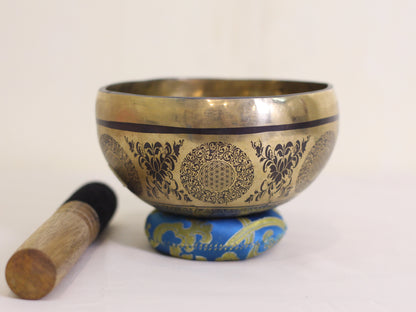 Lotus Engraved Tibetan Singing Bowl