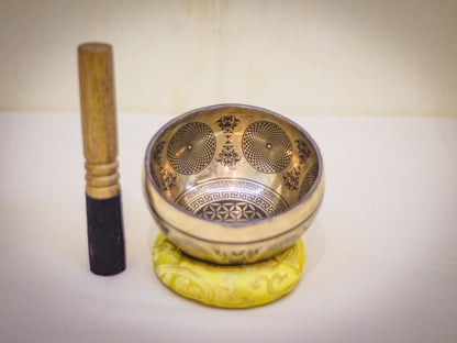 Lotus Engraved Tibetan Singing Bowl