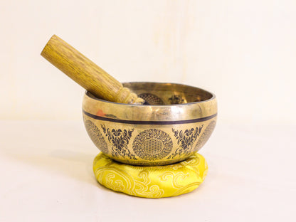 Lotus Engraved Tibetan Singing Bowl