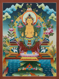 Maitreya Buddha Thangka - (20" * 27")