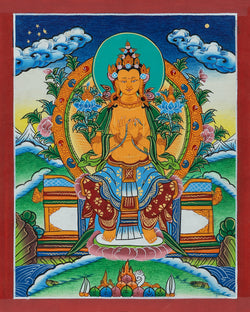 Maitreya Buddha Thangka - (8" * 10")